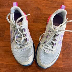 Under Armour Kids Assert 9 Running Shoes Grey Pink White Size 4Y